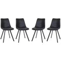 LeisureMod Markley Modern Leather Dining Chair Set of 4 with Metal Legs, Upholstered Seat, Sleek Design for Kitchen, Dining Room, Office, or Lounge