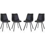 LeisureMod Markley Modern Leather Dining Chair Set of 4 with Metal Legs, Upholstered Seat, Sleek Design for Kitchen, Dining Room, Office, or Lounge