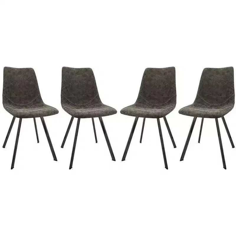 LeisureMod Markley, lot de 4 chaises de salle à manger modernes en cuir avec pieds en métal, assise rembourrée, design élégant pour cuisine, salle à manger, bureau ou salon