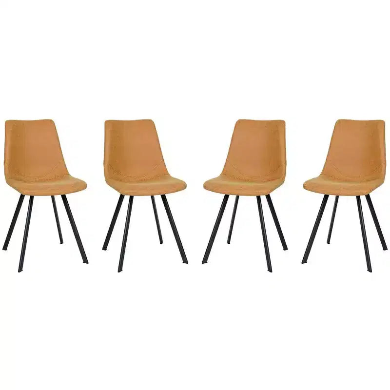 LeisureMod Markley, lot de 4 chaises de salle à manger modernes en cuir avec pieds en métal, assise rembourrée, design élégant pour cuisine, salle à manger, bureau ou salon
