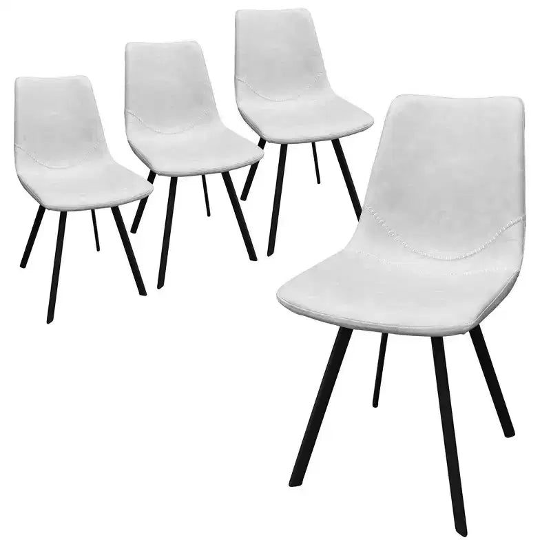 LeisureMod Markley, lot de 4 chaises de salle à manger modernes en cuir avec pieds en métal, assise rembourrée, design élégant pour cuisine, salle à manger, bureau ou salon