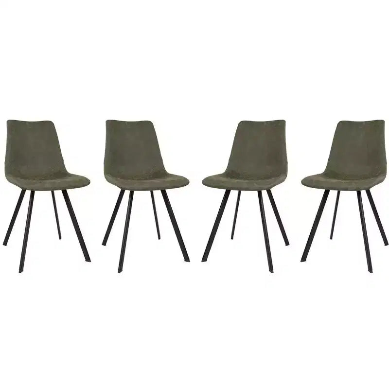 LeisureMod Markley, lot de 4 chaises de salle à manger modernes en cuir avec pieds en métal, assise rembourrée, design élégant pour cuisine, salle à manger, bureau ou salon