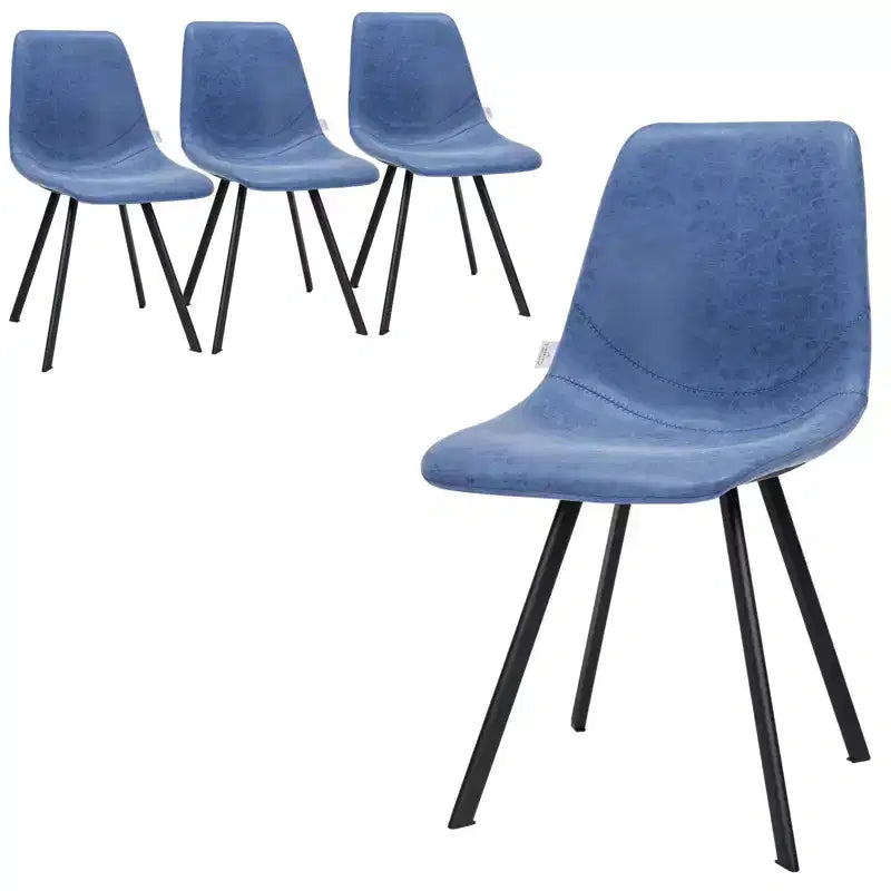 LeisureMod Markley, lot de 4 chaises de salle à manger modernes en cuir avec pieds en métal, assise rembourrée, design élégant pour cuisine, salle à manger, bureau ou salon