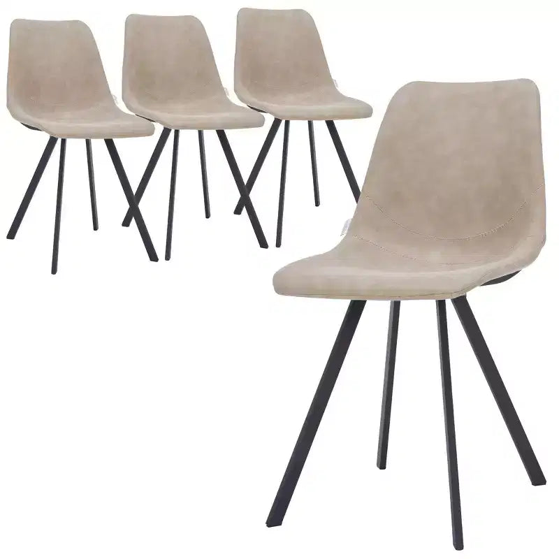 LeisureMod Markley, lot de 4 chaises de salle à manger modernes en cuir avec pieds en métal, assise rembourrée, design élégant pour cuisine, salle à manger, bureau ou salon