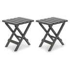 Camco Adirondack Portable Outdoor Camping Small Weatherproof Rustproof Durable Plastic Folding Side Table for Indoor and Outdoor Use, Sage (2 Pack)