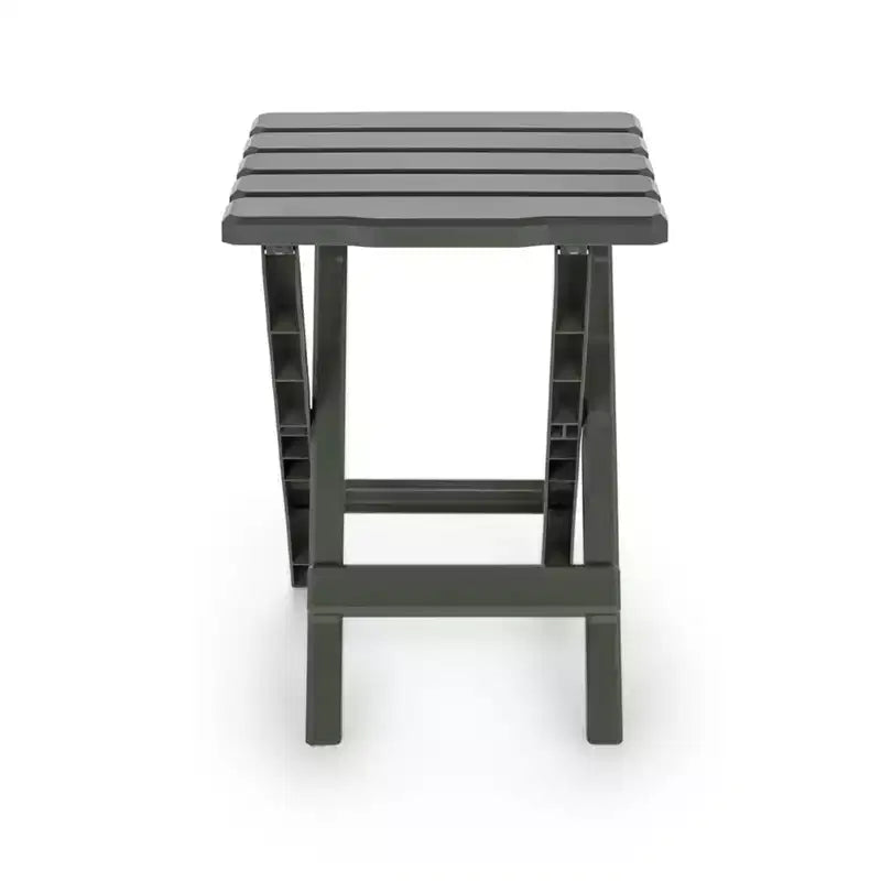 Camco Adirondack Petite Table d'appoint Pliante Portable d'extérieur de Camping, Résistante aux intempéries, Antirouille et Durable en Plastique pour Utilisation Intérieure et Extérieure, Sauge (Lot de 2)