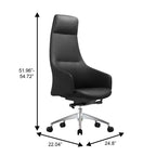 Chaise de bureau pivotante et inclinable en cuir à dossier haut avec appuie-tête LeisureMod Celeste – Chaise de bureau de direction moderne en fer