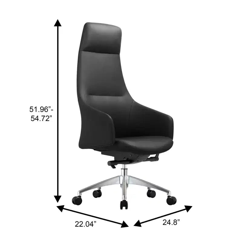 Chaise de bureau pivotante et inclinable en cuir à dossier haut avec appuie-tête LeisureMod Celeste – Chaise de bureau de direction moderne en fer