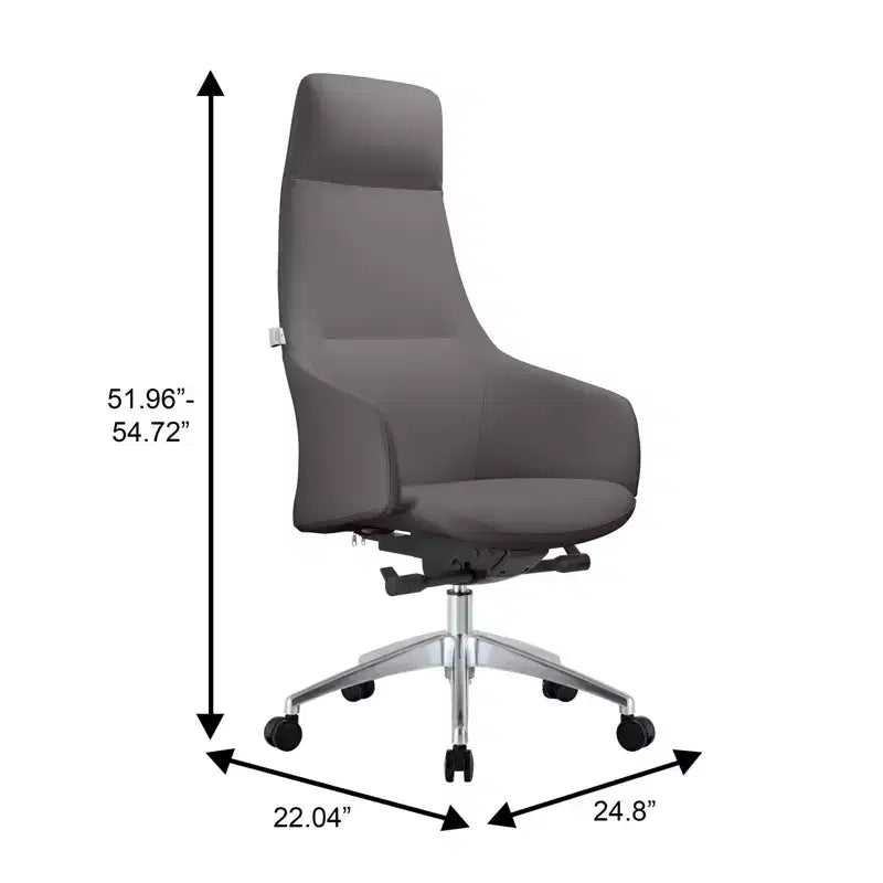 Chaise de bureau pivotante et inclinable en cuir à dossier haut avec appuie-tête LeisureMod Celeste – Chaise de bureau de direction moderne en fer