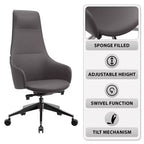 Chaise de bureau pivotante et inclinable en cuir à dossier haut avec appuie-tête LeisureMod Celeste – Chaise de bureau de direction moderne en fer