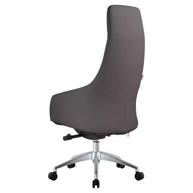 Chaise de bureau pivotante et inclinable en cuir à dossier haut avec appuie-tête LeisureMod Celeste – Chaise de bureau de direction moderne en fer