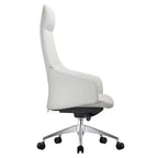 Chaise de bureau pivotante et inclinable en cuir à dossier haut avec appuie-tête LeisureMod Celeste – Chaise de bureau de direction moderne en fer