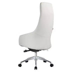 Chaise de bureau pivotante et inclinable en cuir à dossier haut avec appuie-tête LeisureMod Celeste – Chaise de bureau de direction moderne en fer