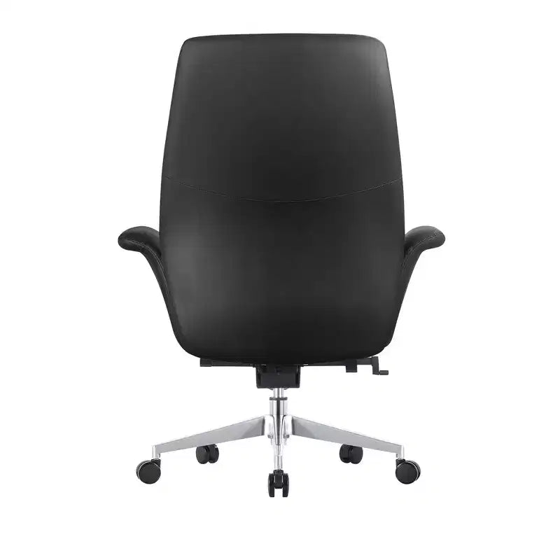 LeisureMod Summit Chaise de Bureau Rembourrée en Cuir PU avec Cadre en Aluminium, Pivotante, Inclinable, Accoudoirs, Chaise de Bureau Ergonomique pour Bureau à Domicile
