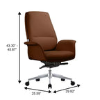 LeisureMod Summit Chaise de Bureau Rembourrée en Cuir PU avec Cadre en Aluminium, Pivotante, Inclinable, Accoudoirs, Chaise de Bureau Ergonomique pour Bureau à Domicile