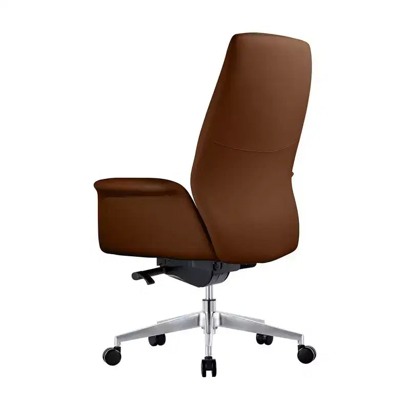 LeisureMod Summit Chaise de Bureau Rembourrée en Cuir PU avec Cadre en Aluminium, Pivotante, Inclinable, Accoudoirs, Chaise de Bureau Ergonomique pour Bureau à Domicile