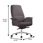 LeisureMod Summit Chaise de Bureau Rembourrée en Cuir PU avec Cadre en Aluminium, Pivotante, Inclinable, Accoudoirs, Chaise de Bureau Ergonomique pour Bureau à Domicile