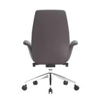 LeisureMod Summit Chaise de Bureau Rembourrée en Cuir PU avec Cadre en Aluminium, Pivotante, Inclinable, Accoudoirs, Chaise de Bureau Ergonomique pour Bureau à Domicile