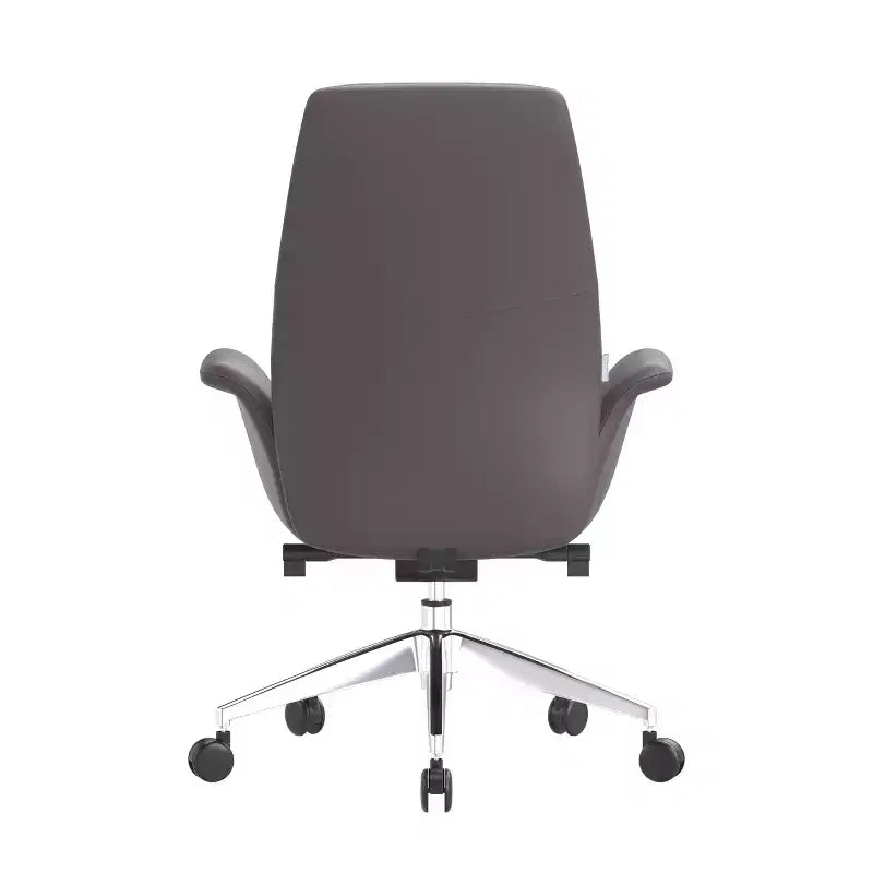 LeisureMod Summit Chaise de Bureau Rembourrée en Cuir PU avec Cadre en Aluminium, Pivotante, Inclinable, Accoudoirs, Chaise de Bureau Ergonomique pour Bureau à Domicile
