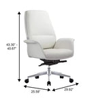 LeisureMod Summit Chaise de Bureau Rembourrée en Cuir PU avec Cadre en Aluminium, Pivotante, Inclinable, Accoudoirs, Chaise de Bureau Ergonomique pour Bureau à Domicile