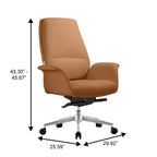 LeisureMod Summit Chaise de Bureau Rembourrée en Cuir PU avec Cadre en Aluminium, Pivotante, Inclinable, Accoudoirs, Chaise de Bureau Ergonomique pour Bureau à Domicile