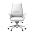 LeisureMod Summit Chaise de Bureau Rembourrée en Cuir PU avec Cadre en Aluminium, Pivotante, Inclinable, Accoudoirs, Chaise de Bureau Ergonomique pour Bureau à Domicile