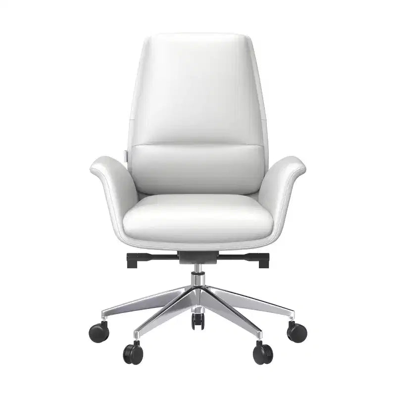 LeisureMod Summit Chaise de Bureau Rembourrée en Cuir PU avec Cadre en Aluminium, Pivotante, Inclinable, Accoudoirs, Chaise de Bureau Ergonomique pour Bureau à Domicile
