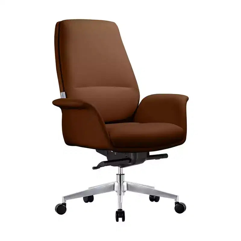 LeisureMod Summit Chaise de Bureau Rembourrée en Cuir PU avec Cadre en Aluminium, Pivotante, Inclinable, Accoudoirs, Chaise de Bureau Ergonomique pour Bureau à Domicile