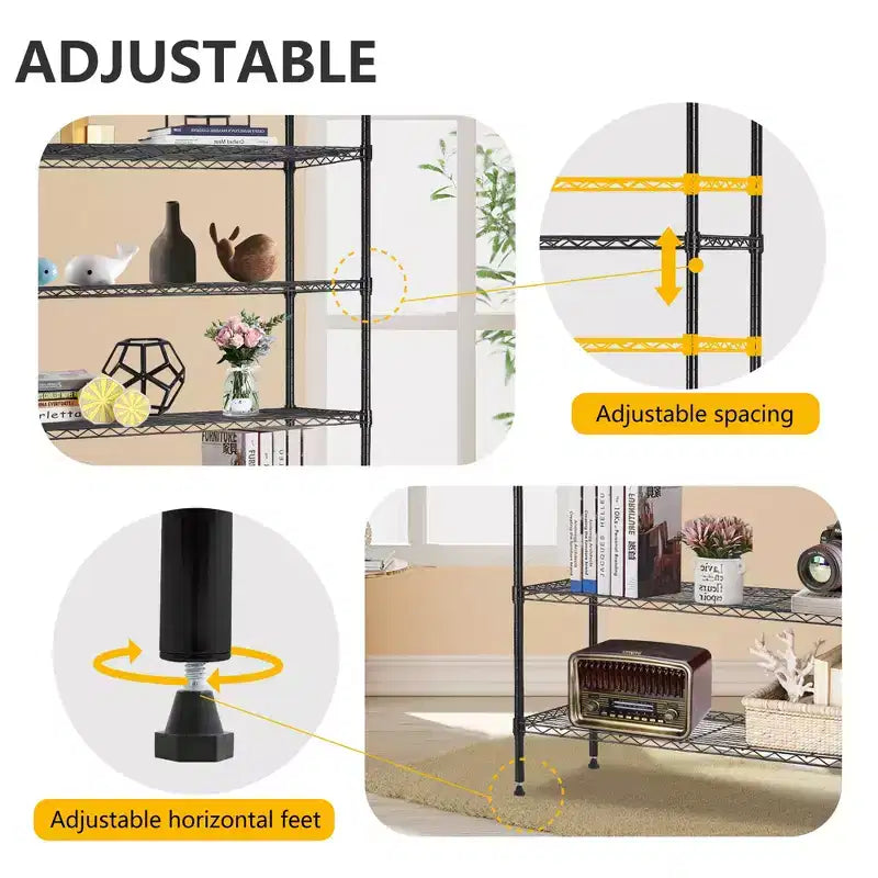 Étagère métallique FDW robuste rayonnage métallique unité de stockage organisateur de garage, noire