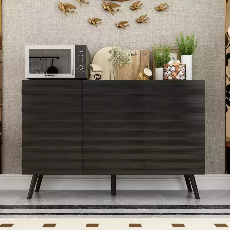 Famapy 47.2 Bahut au design moderne, buffet noir, console de décoration intérieure en bois
