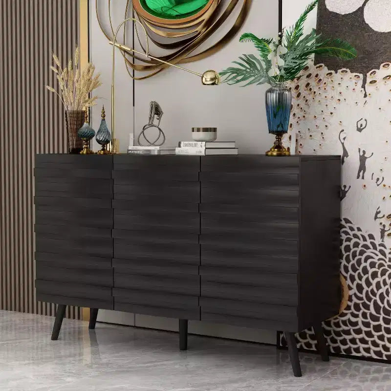Famapy 47.2 Bahut au design moderne, buffet noir, console de décoration intérieure en bois