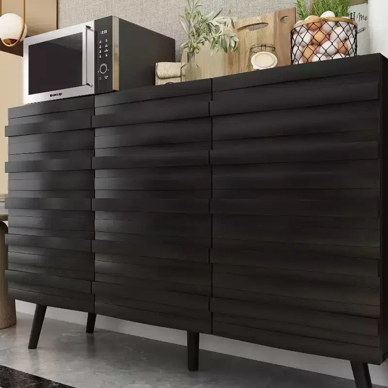 Famapy 47.2 Bahut au design moderne, buffet noir, console de décoration intérieure en bois