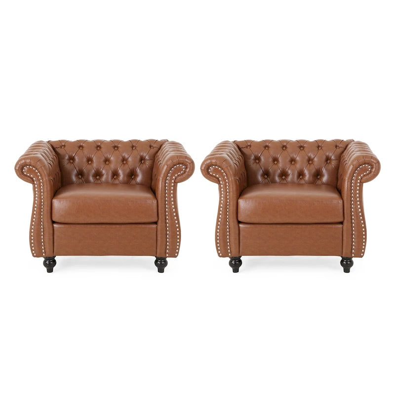 Fauteuils club traditionnels Chesterfield Silverdale (lot de 2) par Christopher Knight Home