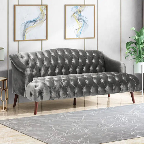 Canapé Adelia en velours capitonné style moderne glamour de Christopher Knight Home