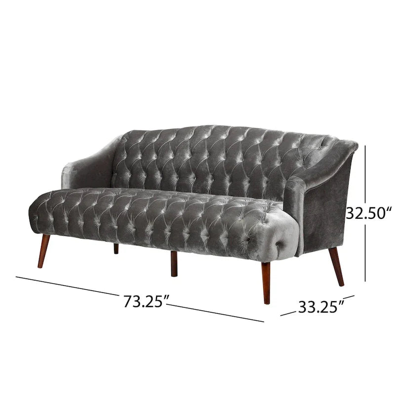 Canapé Adelia en velours capitonné style moderne glamour de Christopher Knight Home