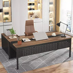 Bureau de direction en L Tribesigns 70.86 avec meuble de classement combiné