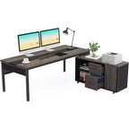 Bureau de direction en L Tribesigns 70.86 avec meuble de classement combiné