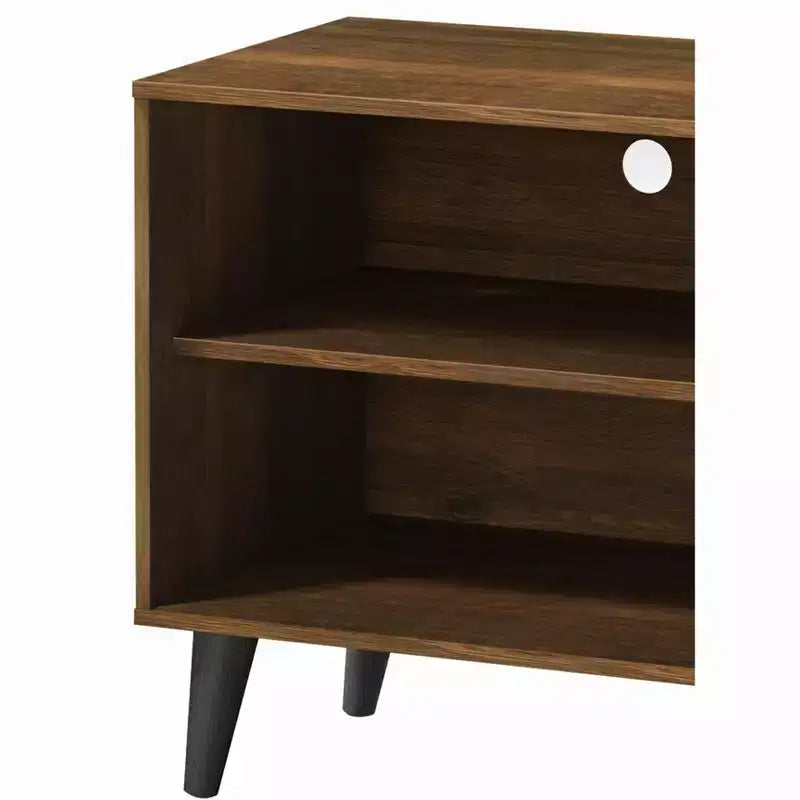 JVNOXK Meuble TV moderne de 120 cm pour salon, convient aux téléviseurs de moins de 50 pouces, avec 2 étagères de rangement et 1 placard, marron