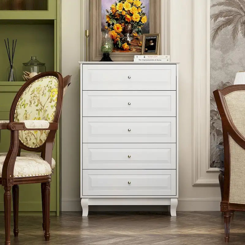 Table de chevet, commode à 5 tiroirs, bahut, armoire de rangement haute