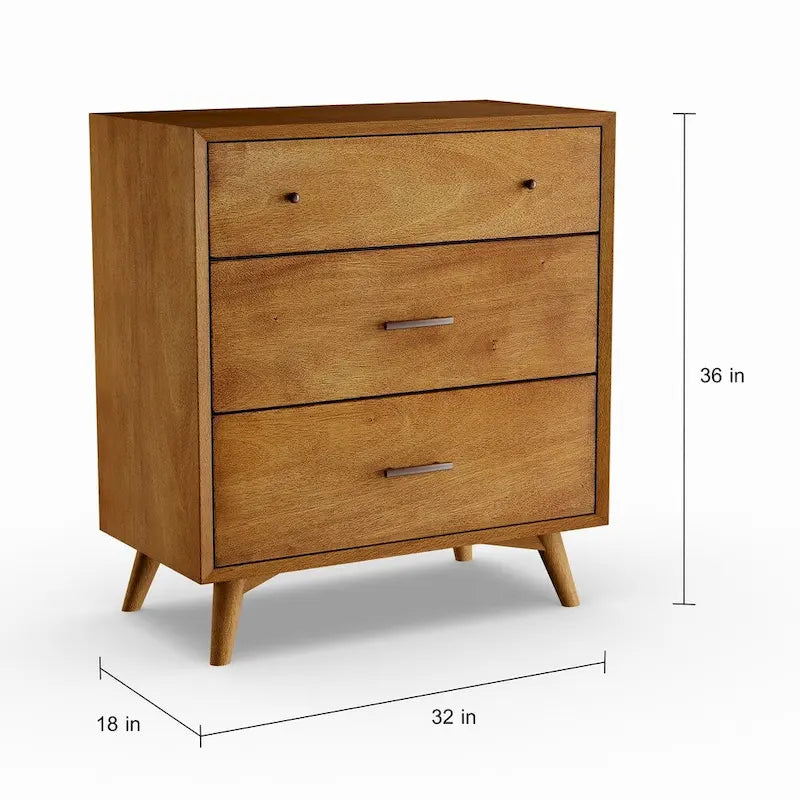 Commode basse 3 tiroirs en bois, milieu de siècle