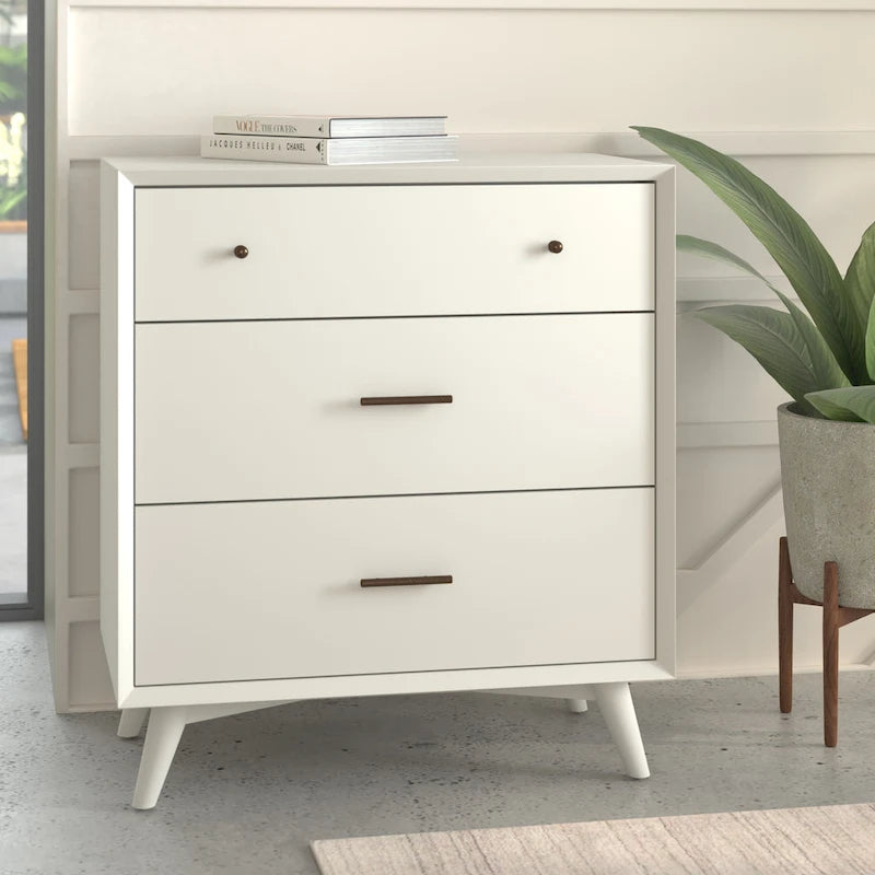 Commode basse 3 tiroirs en bois, milieu de siècle