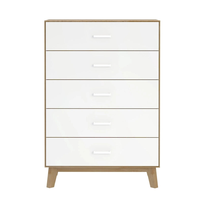 Commode 5 tiroirs, blanche