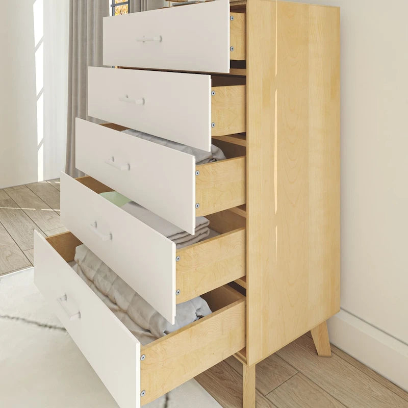 Commode 5 tiroirs, blanche