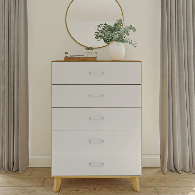 Commode 5 tiroirs, blanche