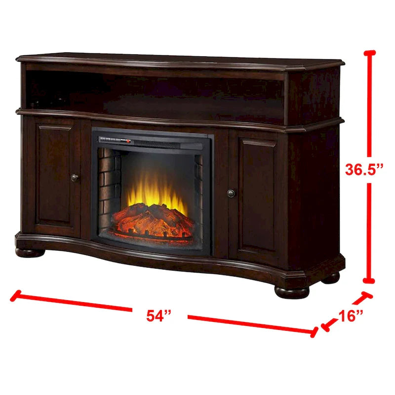 Meuble TV de 54 po avec foyer électrique merlot - 54 po de largeur