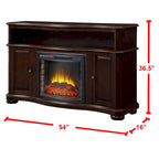 Meuble TV de 54 po avec foyer électrique merlot - 54 po de largeur
