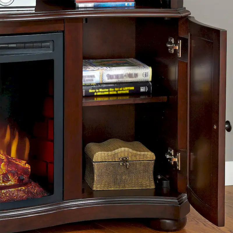 Meuble TV de 54 po avec foyer électrique merlot - 54 po de largeur