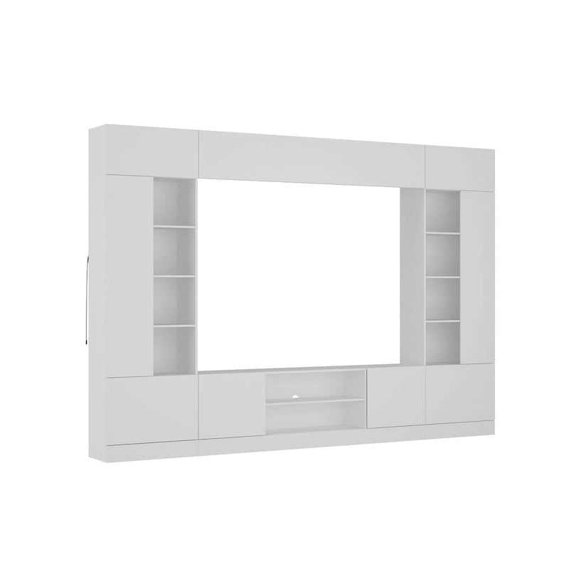 Meuble de rangement pour centre de divertissement avec bibliothèque et éclairage d'ambiance Blanc/Noir