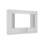 Meuble de rangement pour centre de divertissement avec bibliothèque et éclairage d'ambiance Blanc/Noir