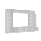 Meuble de rangement pour centre de divertissement avec bibliothèque et éclairage d'ambiance Blanc/Noir